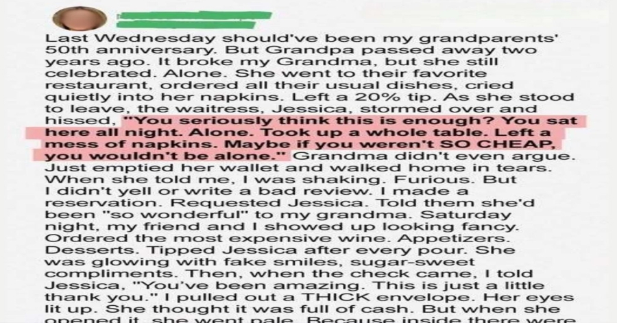 A Waitress Mocked My Grandma’s Tip—She Didn’t See My Response Coming