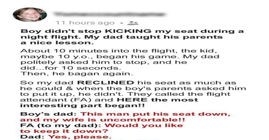 Bratty Kid Kicks Their Airplane Seat So He Teaches His Family A Lesson